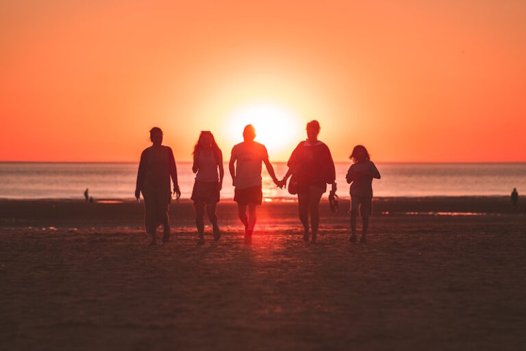 walking into sunset