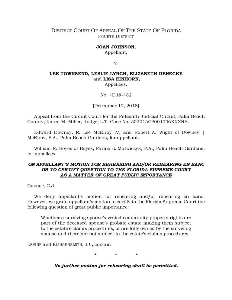 Order Denying Rehearing - 12-19-18